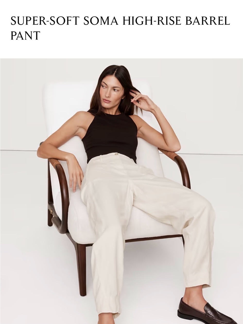 Banana Republic Cream Super-Soft Soma High-Rise Barrel-Leg Pant